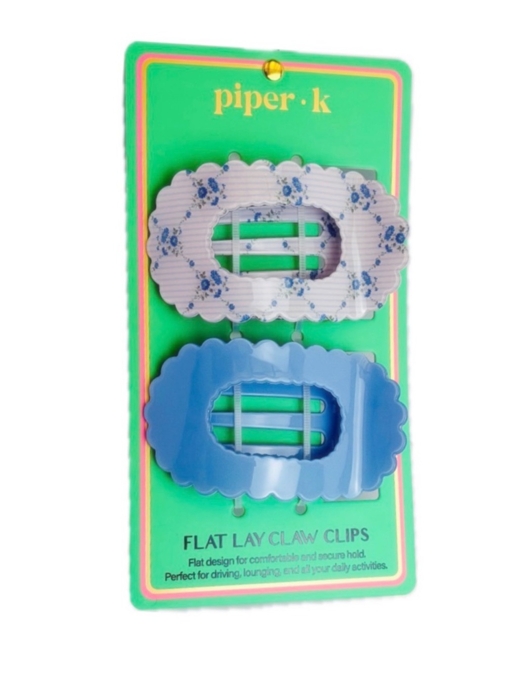 NWT ⚜️🩵⚜️ PIPER K BLUE & WHITE FLAT LAY CLAW CLIPS SET OF 2